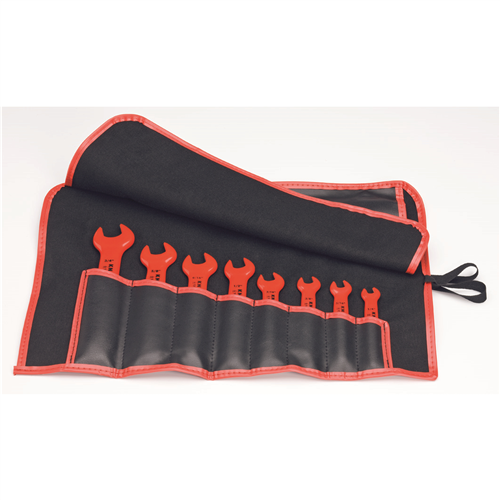 Knipex 8-Piece Insulated Open End Wrench Set for Working on Electrical Installations - SAE