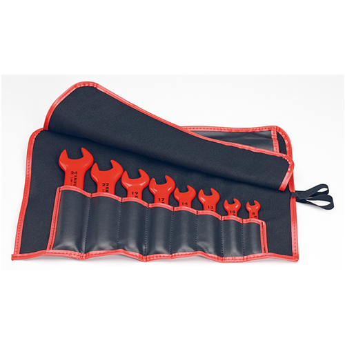 Knipex 8-Piece Insulated Open End Wrench Set for Working on Electrical Installations - Metric