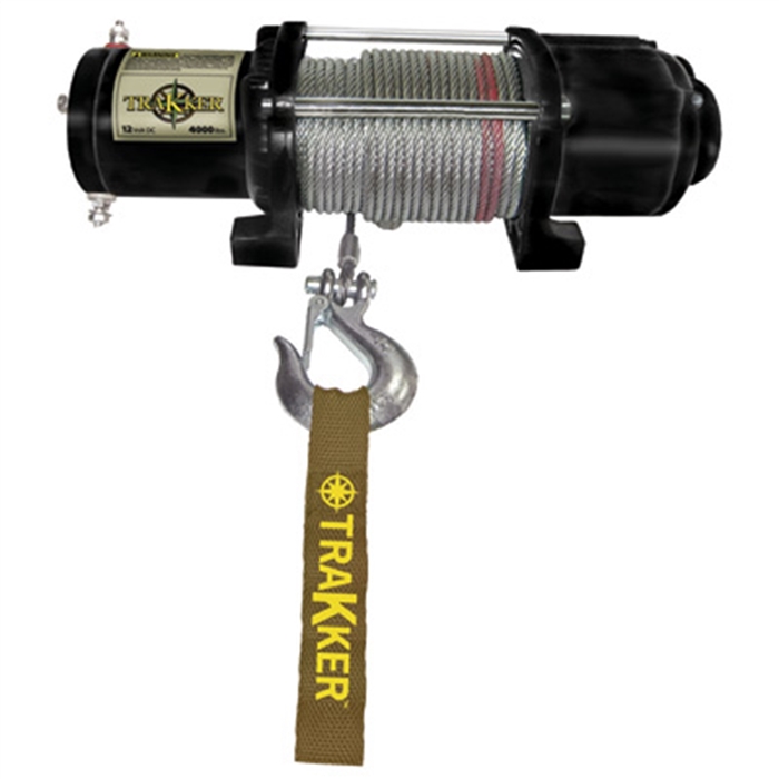 Winch, 12 Volt, 4000 lb Single Line Rated Pull, Power In and Out, Hand Held Remote, 55' x 7/32" Wire