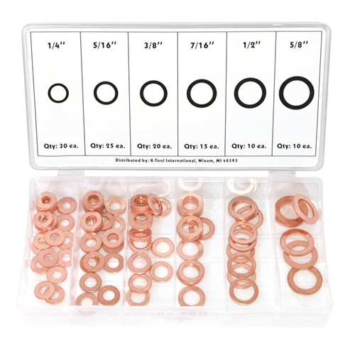 110-pc Copper Washer Assortment (Ranging from 1/4" to 5/8")