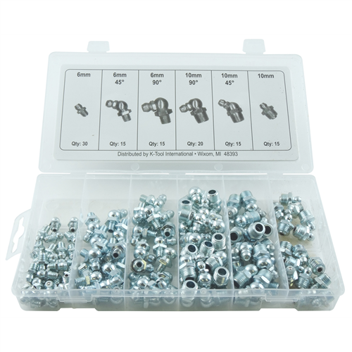 110-pc Metric Grease Fitting Assortment (6mm - 10mm)