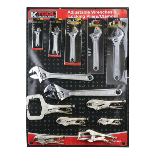 Adjustable Wrenches and Locking Pliers / Clamps Display Assortment (Display Board NOT Included)