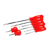 8-pc Phillips and Slotted Screwdriver Set with Red Square Handles