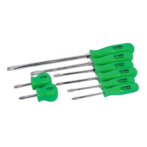 8-Piece Screwdriver Set with Green Square Handles