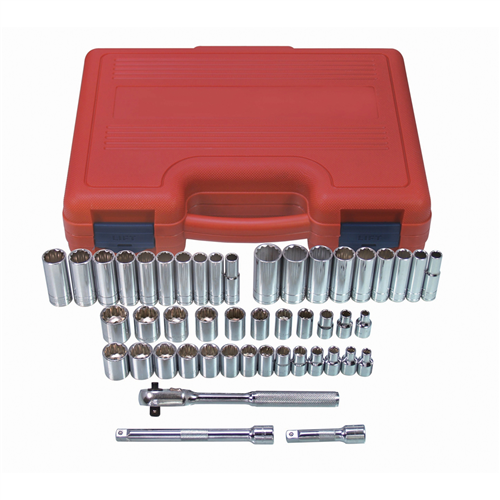 47-Piece 3/8 in. Drive 12-Point Fractional SAE and Metric Socket Set