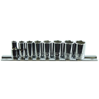 8-pc 1/4" Drive 6-Point Metric Short Chrome Socket Set