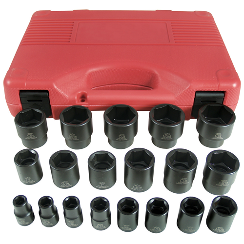 19-pc 1/2" Drive 6-Point Fractional SAE Short Impact Socket Set