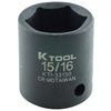 K Tool International KTI-33130 15/16 x 1/2" Drive 6-Point Fractional SAE Short Impact Socket (EA)