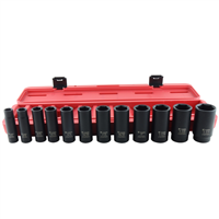 12-pc 1/2" Drive Fractional SAE 6-Point Deep Impact Socket Set