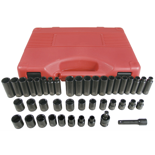 42-pc 3/8" Drive 6-Point Fractional SAE and Metric Impact Socket Set