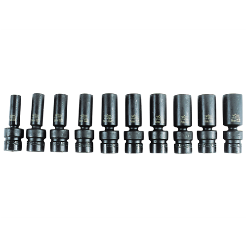 10-pc 3/8" Drive Metric Impact Flex Deep Socket Set