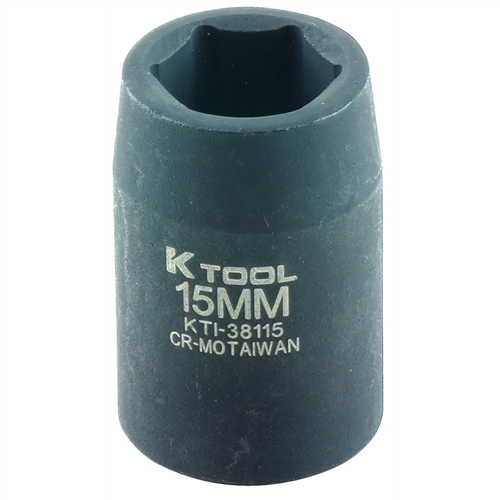 15mm x 1/2" Drive 6-Point Metric Short Chrome-moly Impact Socket (EA)