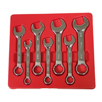 7-pc High Polish SAE Short Combination Wrench Set, Fractional 3/8" to 3/4"