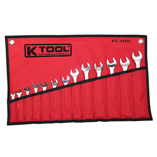 13-pc Metric Raised Panel Combination Non-Ratcheting Wrench Set