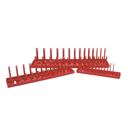 3-Piece SAE Fractional Socket Holder Set, Red