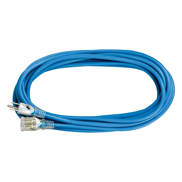 Blue All Weather Extension Cord, Lighted End, 25'