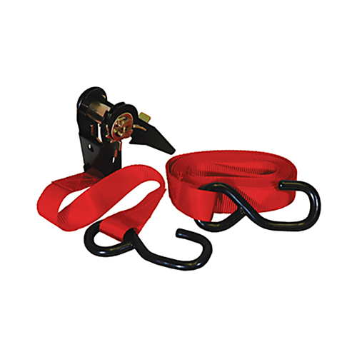 1" x 15' Ratcheting Tie Down Strap with PVC-coated hooks, 900 lb. Capacity (EA)