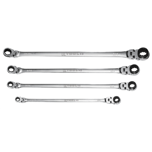K Tool International 130252000000 5Pc Sae 120 Tooth Double Flex Ratcheting Wrench Set