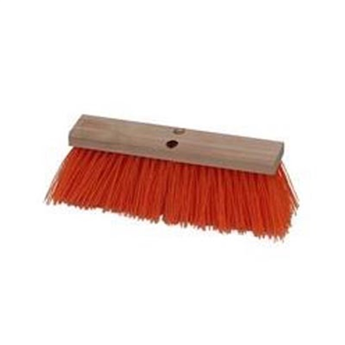 Street and Barn Push Broom Head Only, 16 in. Wide Wood Block, with 5-1/8 in. Stiff Synthetic Bristles