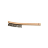 Wire Scratch Brush, 3 x 19 Row Curved Bristles, 14" Overall Length, Wooden Handle