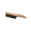 Wire Scratch Brush, 4 x 16 Row Bristles, 10" Overall Length, Wooden Shoe Handle