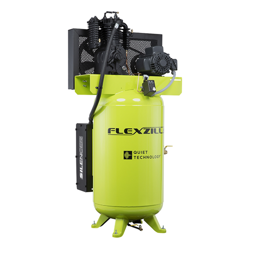 Flexzilla Air Compressor with Silencer, 5 HP, 80 Gal.,1-Phase, 2-Stage