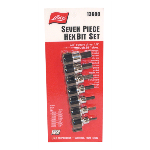 Socket Hex Bit Set 3/8" Dr 7pc SAE 1/8 To 3/8in