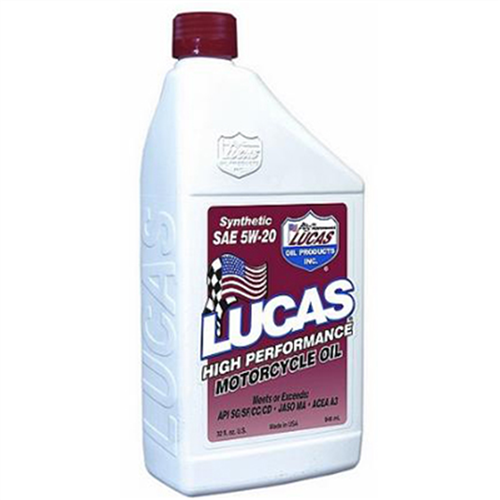 Motorcycle Oil, High Performance, Synthetic 5-20WT, Case of 6, Quart Size Bottles