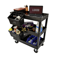 Luxor EC111-B-OUTRIG Luxor 32 x 18 in. 3-Shelf Tub Cart with Outrigger