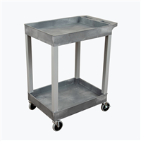 24 x 18 Plastic Utility Two Shelf Tub Cart in Gray