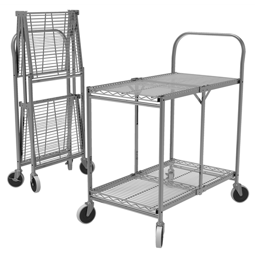 Two-Shelf Collapsible Wire Utility Cart
