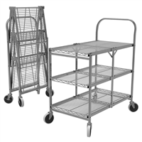 Three-Shelf Collapsible Wire Utility Cart