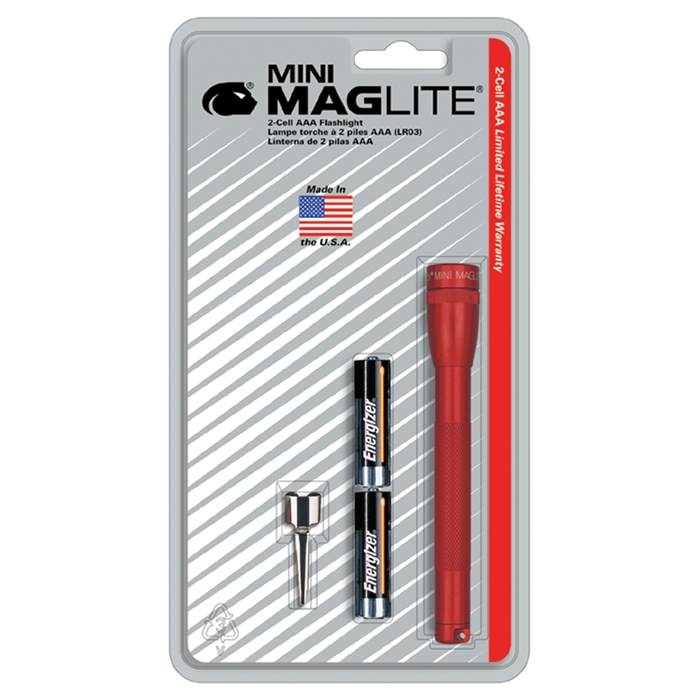 Ultra Mini MagLiteÂ® Red Flashlight with Belt Clip and 2 AAA Batteries