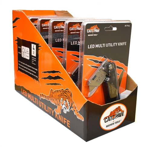Mayhewâ„¢ Catspaw Multi-Function Led Utility Knife Display (Pack of 6)