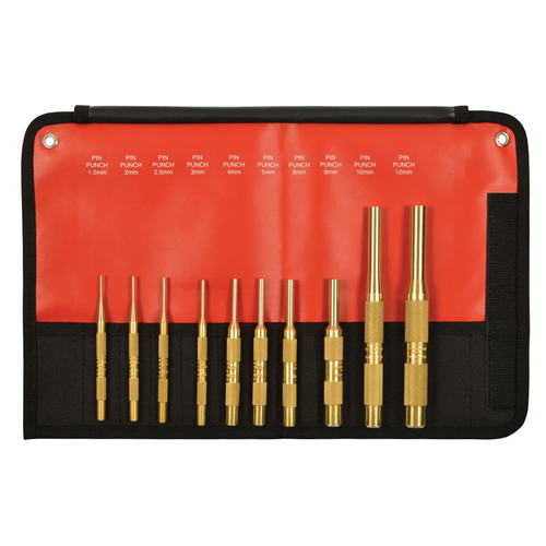 Mayhewâ„¢ 10-Piece Brass Pin Punch Set, Metric