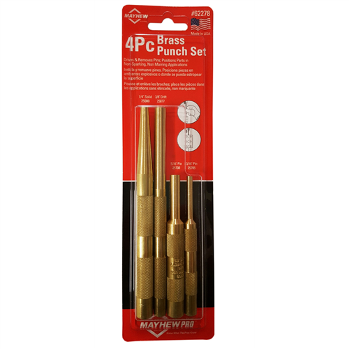 Mayhewâ„¢ 4-Piece Brass Punch (Inch) Set