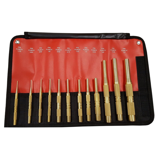 Mayhewâ„¢ 12-Piece Brass Pin Punch (Inch) Set