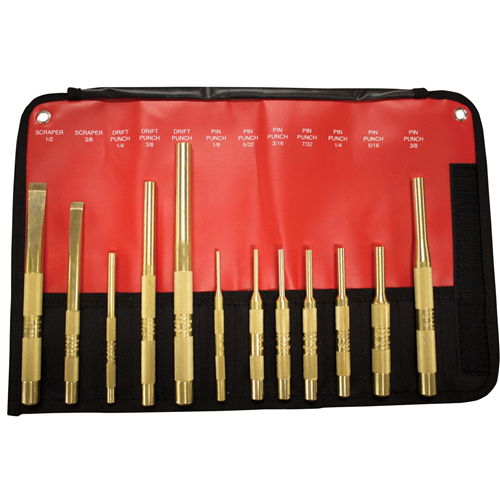 Mayhew 12-Piece Brass Punch and Scraper (SAE) Set