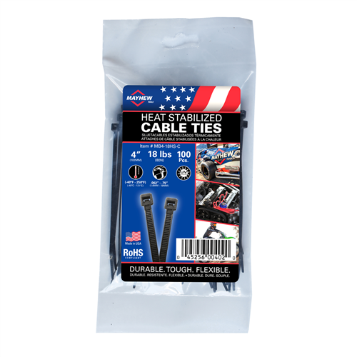 4" 18 lbs Heat Stabilized Cable Ties 100/Bag