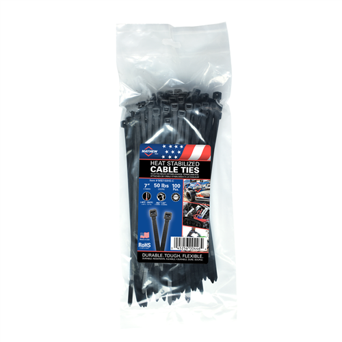 7" 50 lbs Heat Stable Cable Ties 100/Bag