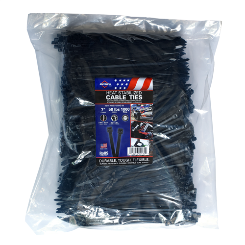 7" 50 lbs Heat Stable Cable Ties 1000/Bag