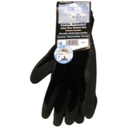 Black Winter Knit, Latex Coated Palm Gloves - Large