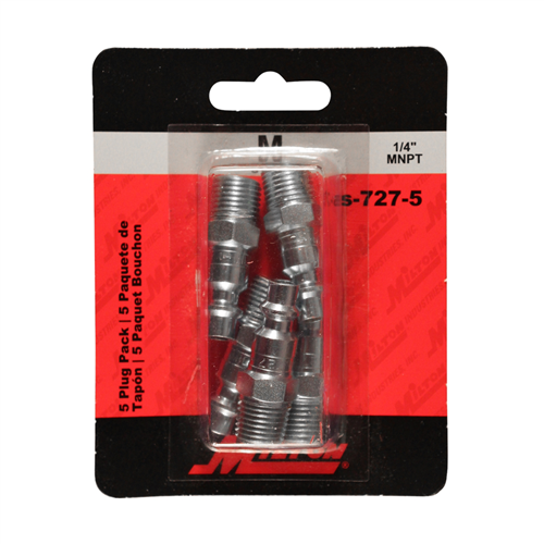 Milton Industries S-727-5 1/4" Male Plug M-Style - 5 Pack