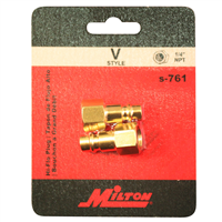 Milton Industries S-761 Hi-Flo V-Style 1/4" Fnpt Brass Plug 2/Cd