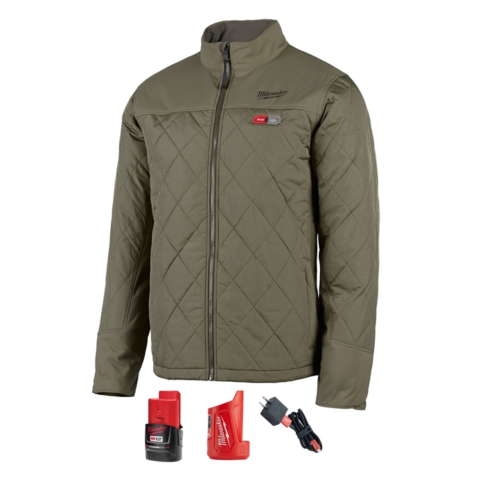 MilwaukeeÂ® M12â„¢ Heated Axis Jacket Kit, Size Small (Olive Green)