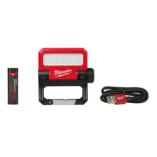 Milwaukee USB Rechargeable ROVER Pivoting Flood Light w/ (1) REDLITHIUMâ„¢ Battery Kit