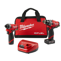 Milwaukee 2-Piece M12â„¢ FUELâ„¢ 1/2 in. Drill and 1/4 in. Hex Impact w/ (2) Batteries Kit