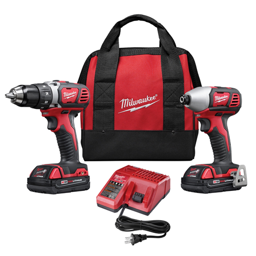 MilwaukeeÂ® 2-Piece M18â„¢ Compact Lithium Ion Drill/Driver and Impact Wrench Combo w/ (2) Batteries Kit