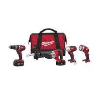 Milwaukee 2696-24</br>M18 4-PC HAMMER DRILL SAWZALL IMP DRIVER LIGHT