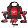 Milwaukee 2-Piece M18â„¢ Compact Drill Driver / Impact Driver w/ (2) Batteries Kit